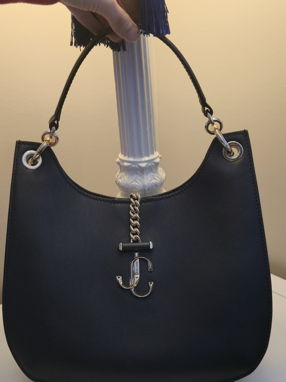 Black Jimmy Choo Top Handle Leather Hobo Bag